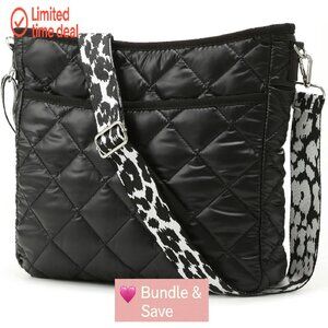 Quilted Crossbody Bag with Unique Strap Pattern, Puffer Style Purse